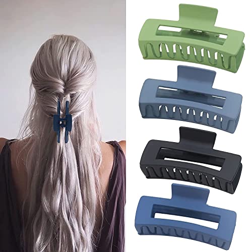 Glamifirsto 4pcs Non-Slip Matte Hair Claw Clips for Women & Girls - Large 4.1 Inch Hair Clips for Thick or Thin Hair - Perfect for Updos, Ponytails & Everyday Hairstyles