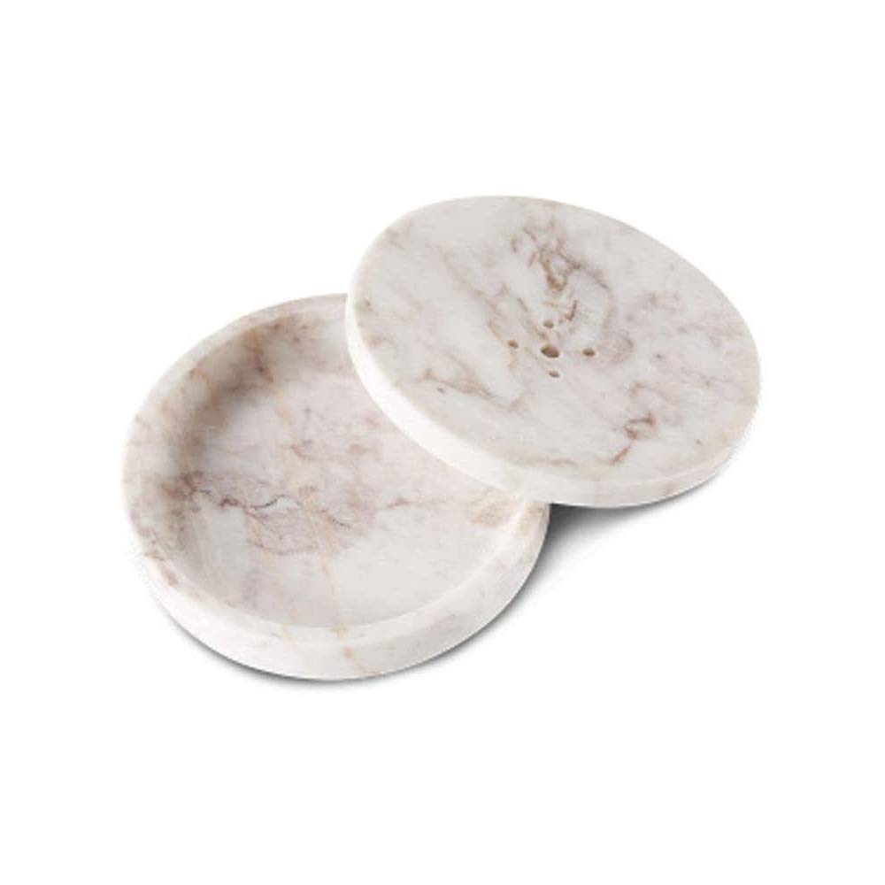 Natural Round Marble Soap Dish with Lid & Drain Rack - Handmade Bathroom Organizer for Shower, Bathtub, Hotel & Home Use - Elegant Soap Holder Tray for Luxury Spa Experience