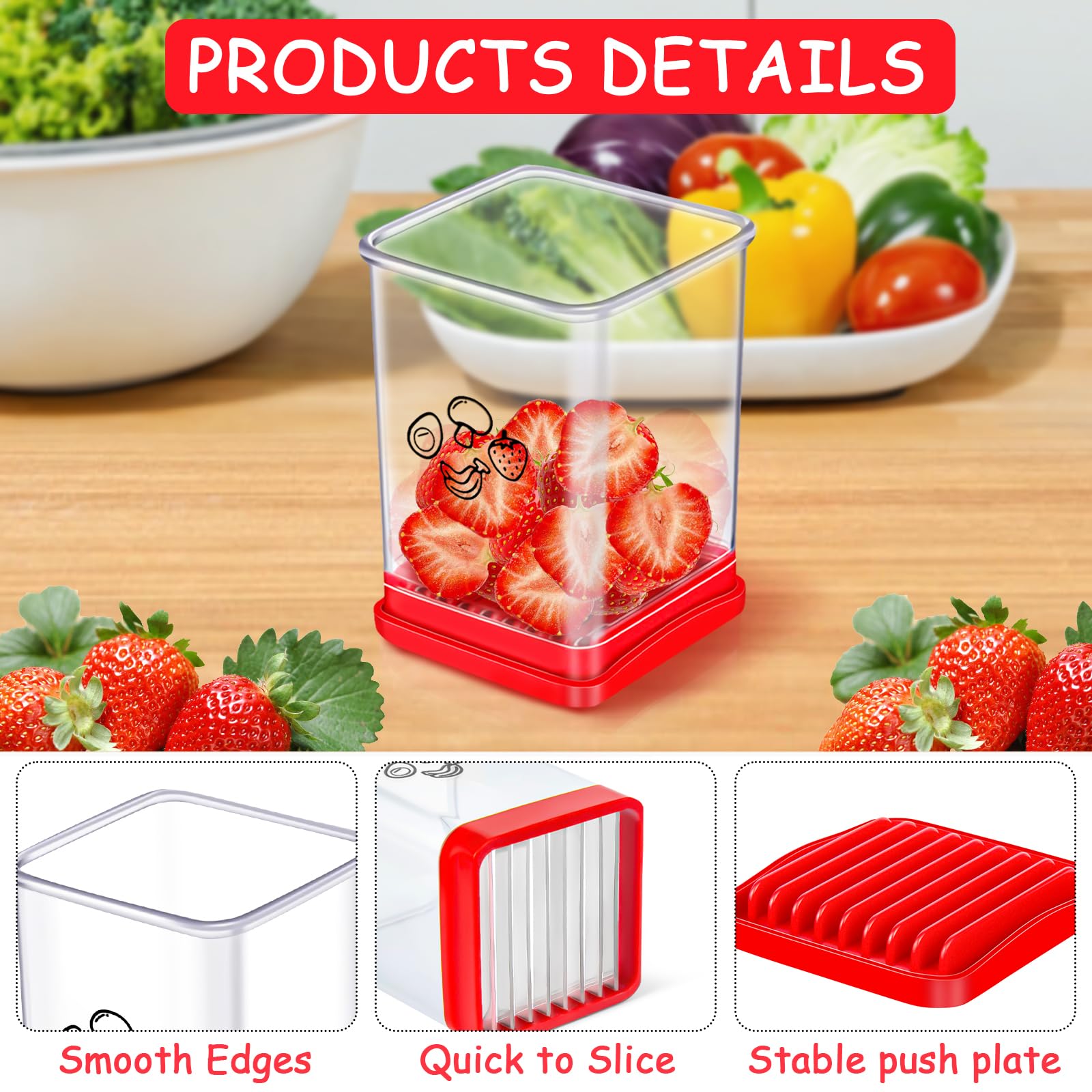 Stainless Steel Fruit and Vegetable Slicer - Perfect for Strawberries, Bananas, Eggs | Quick Salad Prep Tool | Portable Kitchen Gadget for Smoothies, Fruit Platters & Meal Prep