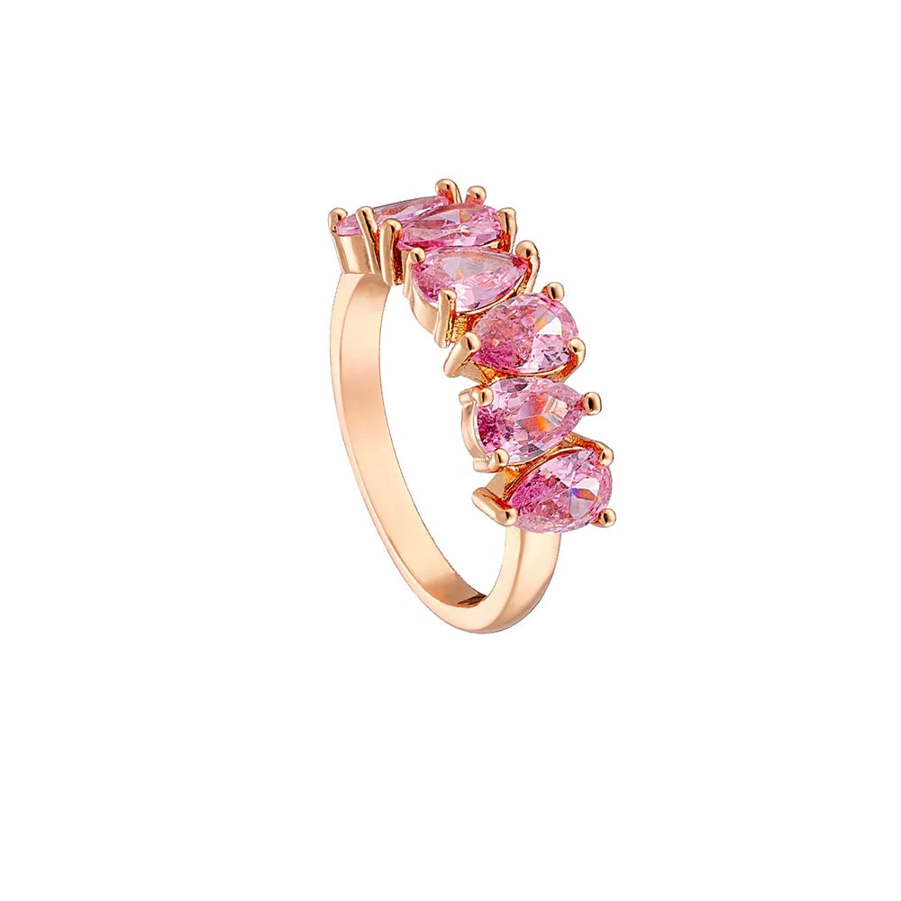 Elegant Rose Gold Ring with Pink Zirconia - Perfect for Weddings, Anniversaries & Special Occasions