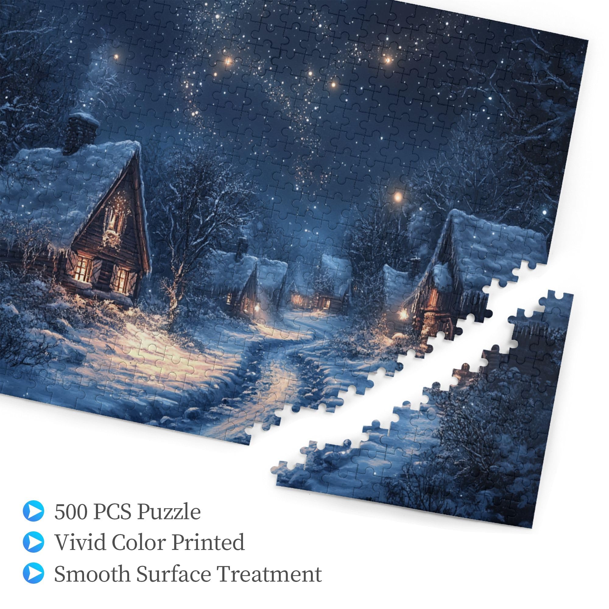 500-Piece Winter Village Wooden Jigsaw Puzzle for Adults - Holiday Christmas Scenery Puzzle Game for Mind & Body Relaxation - Perfect for Family Game Nights, Christmas Party Activities & Winter-Themed Decor