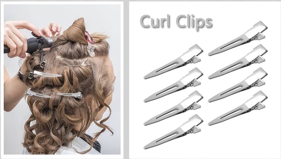 Ezume® 12-Piece 1.75 Inch Single Prong Curl Clips - Metal Alligator Hair Pins for Hair Extensions, Styling & Sectioning - Perfect for Salon, Home Use & DIY Hairstyles