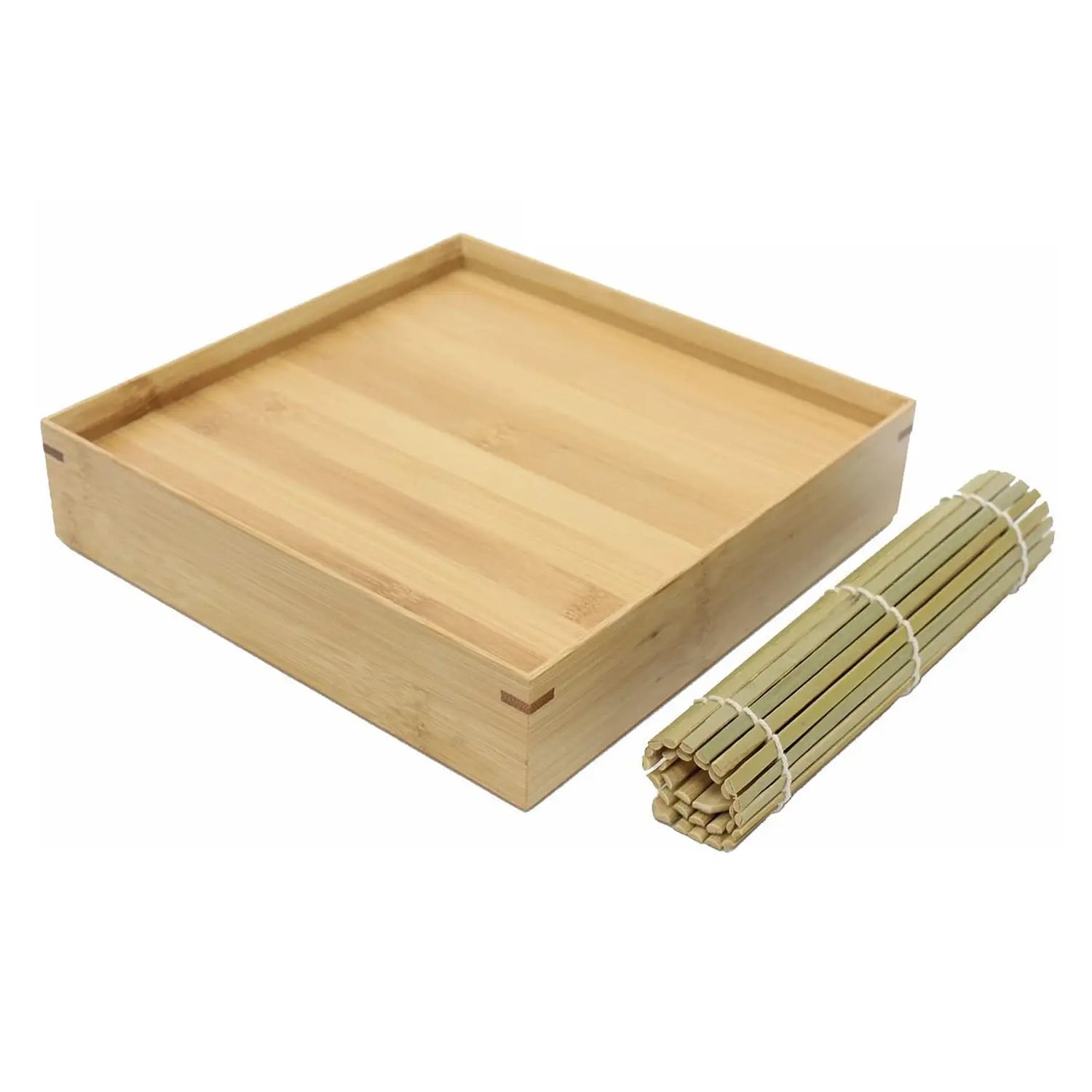 Manyo Bamboo Square Soba Noodle Serving Box - Eco-Friendly Japanese Bento Lunch Box for Sushi, Noodles & Meal Prep - Perfect for Home, Office & Picnics