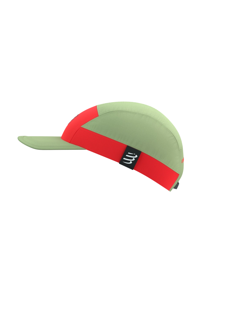 Compressport Unisex 5-Panel Lightweight Running Cap - Nile/Fluo Red | Breathable Sports Hat for Jogging, Cycling & Outdoor Activities