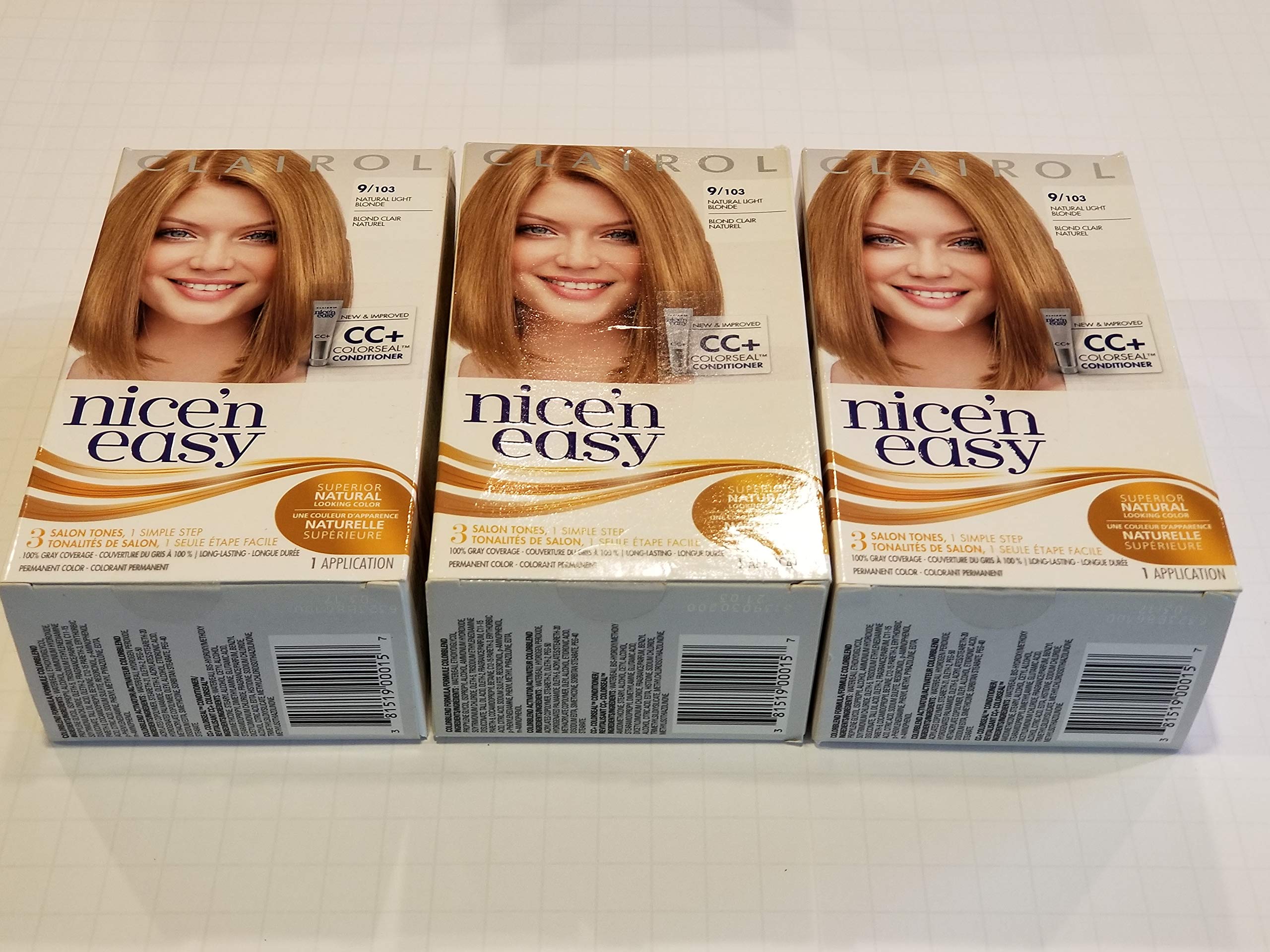 Clairol Nice 'n Easy Permanent Hair Color Kit - Light Blonde [Shade 9] (3 Pack) for At-Home Hair Coloring & Root Touch-Ups