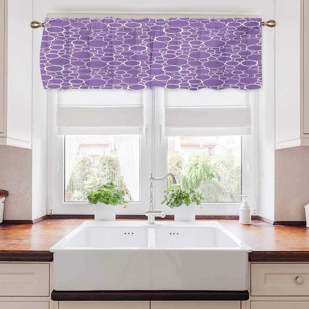Carmaxs Mauve Kitchen Curtains - Abstract Geometric Linked Circles Design with Fractal Rings, 54