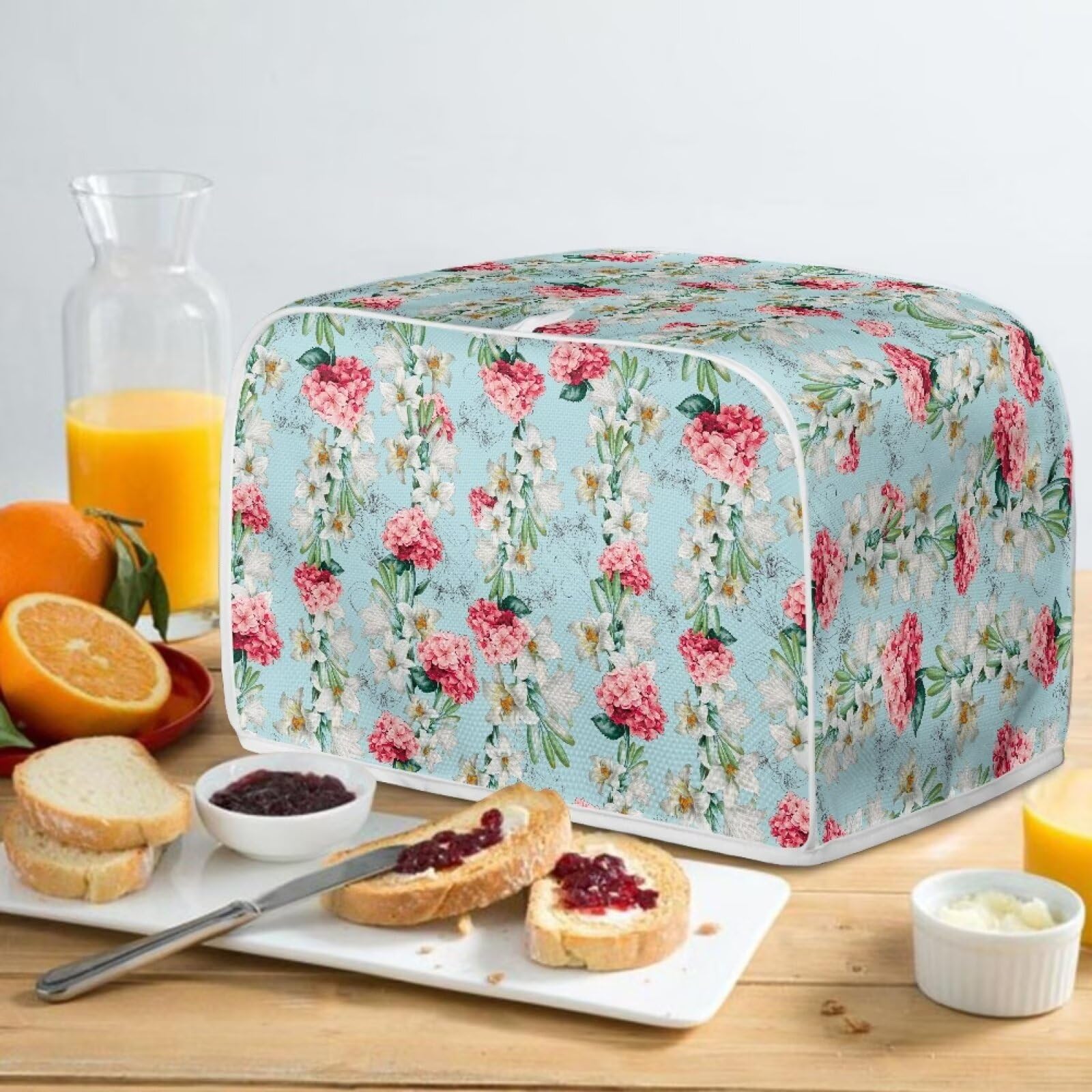 Lotus Orchid Lily Print 4-Slice Toaster Oven Cover - Fingerprint Protection Bakeware Protector, Washable Bread Maker Cover for Kitchen Accessories (Green) - Perfect for Countertop Protection & Kitchen Decor