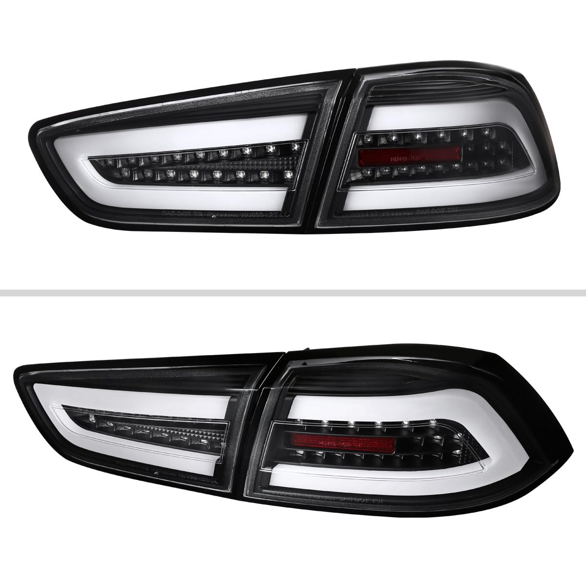 Mitsubishi Lancer 08-17 & EVO X 08-15 LED Tail Lights - Black Brake Lamps Pair - High Visibility & Style Upgrade for Night Driving & Car Customization