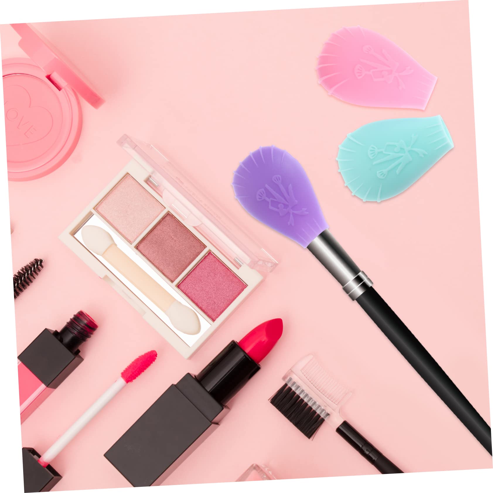LALAFINA 3 Pack Silicone Makeup Brush Covers - Travel Size Protective Head Covers for Cosmetic Brushes | Perfect for Travel, Storage & Hygiene Protection