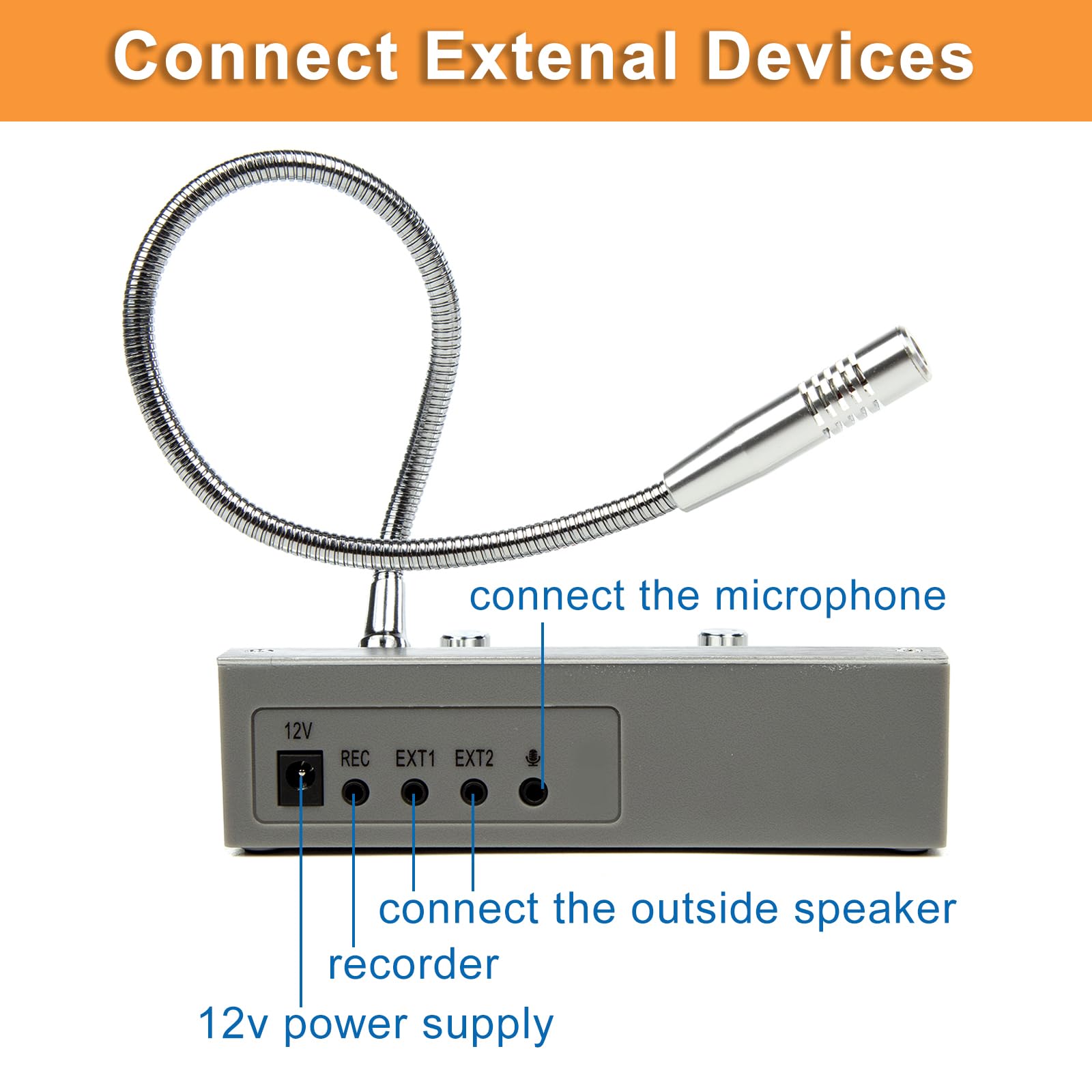 Two-Way Window Intercom Speaker with Mute Function - Silver | Clear Communication for Banks, Offices, Restaurants, Hospitals & Clinics | Ideal for Ticket Counters, Drive-Thrus & Security Checkpoints