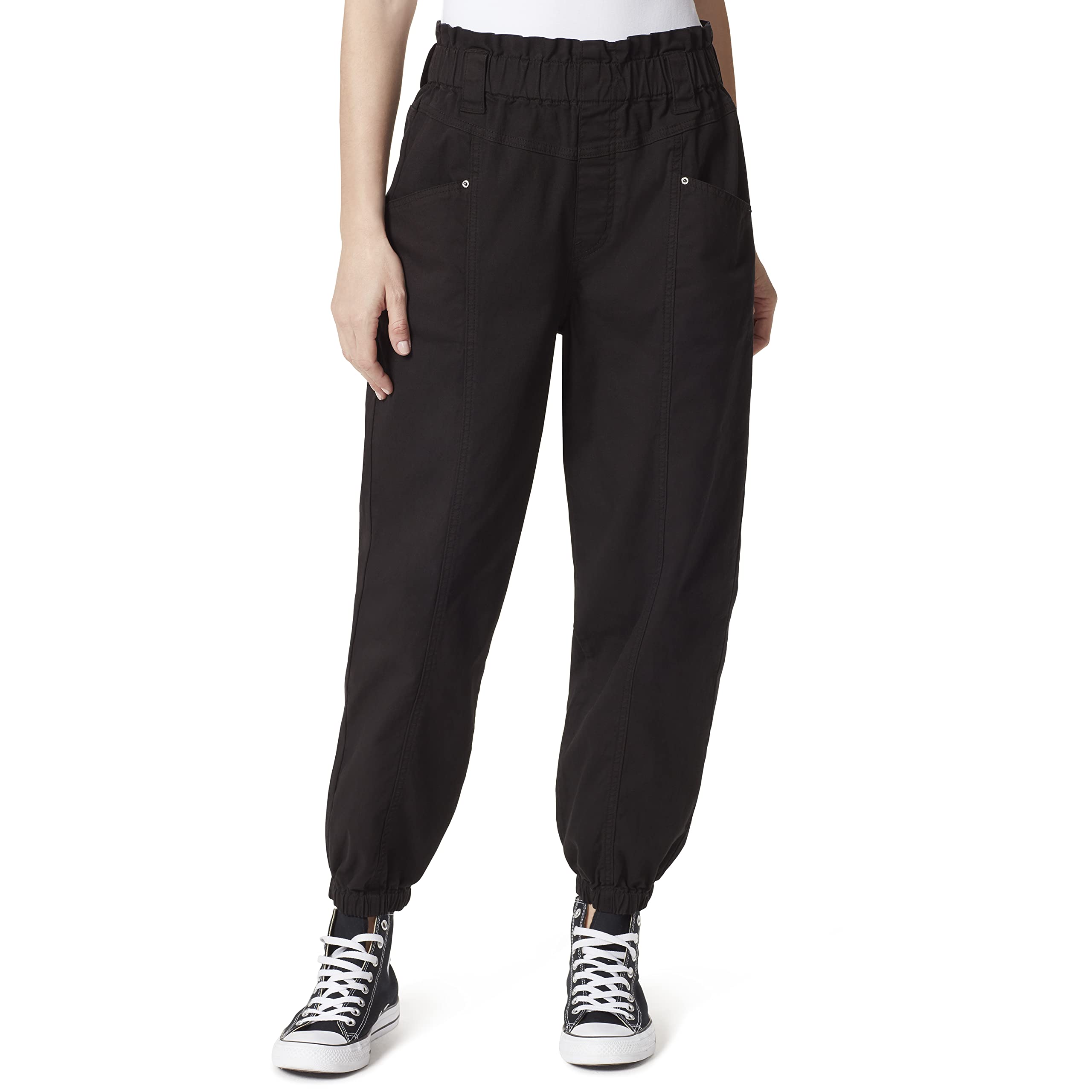 FRAYED Women's Chic Paper Baggy Jogger Jeans - High Waisted Distressed Denim Pants for Casual Wear, Street Style & Everyday Outfits
