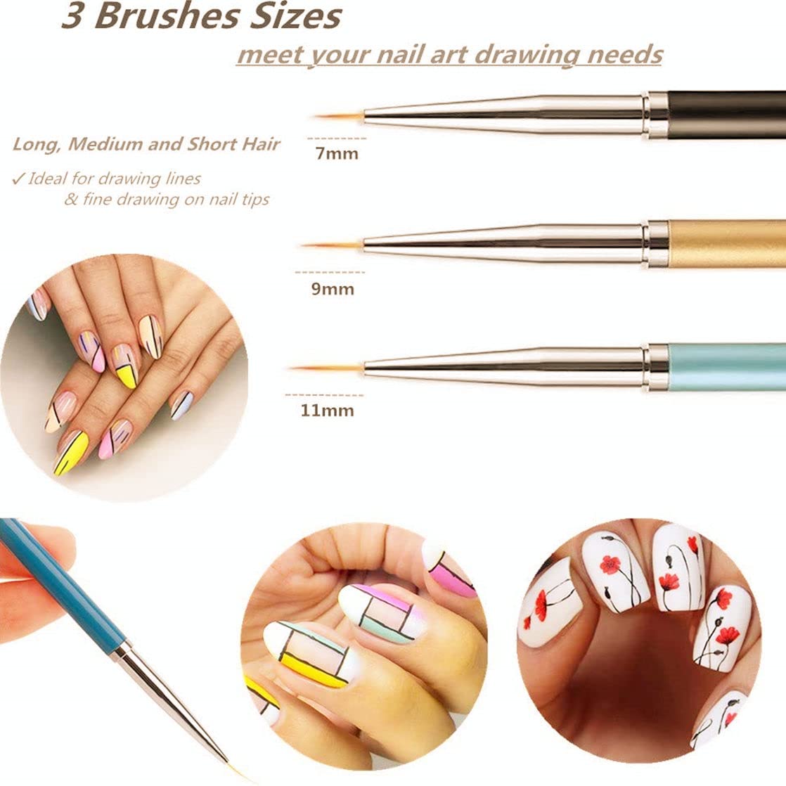 Professional Nail Art Brushes Kit - 10PCS Gel Polish Nail Design Painting Tools Set with Builder Gel Brush, Liner Brush & Dotting Pen for DIY Manicure & Salon Use | Perfect for Home Nail Care, Professional Nail Artists & Beauty Salons