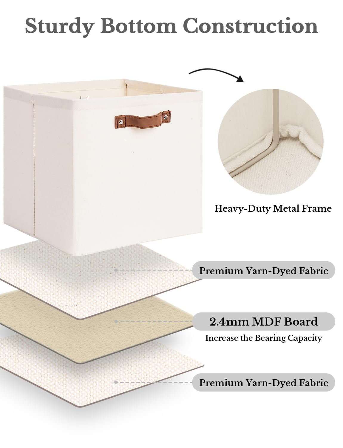 Collapsible Storage Cubes 13x13 Inch - Foldable Fabric Storage Bins with Lids & Handles for Closet Organization | Decorative Storage Boxes for Bedroom, Nursery, Office & Home Organization