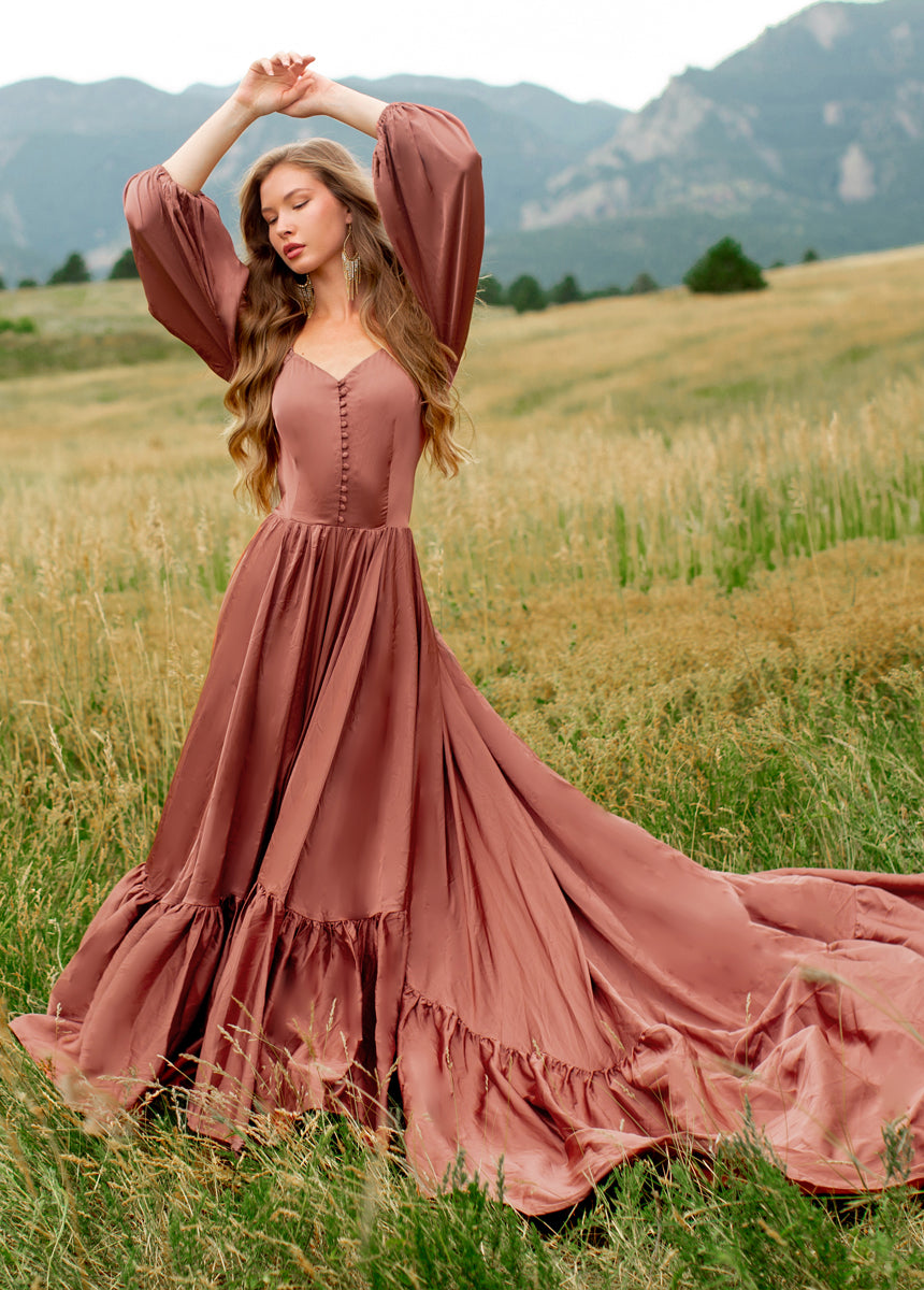 Lorna Impact Dress in Cedarwood - Elegant Women's Midi Dress for Casual & Office Wear | Perfect for Parties, Dates & Work Events