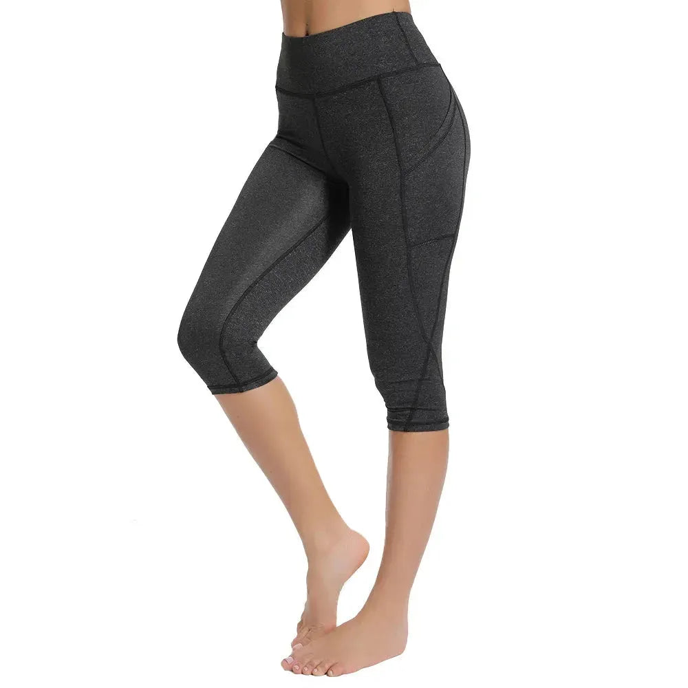 High Waist Yoga Running Leggings for Women - Calf Length Workout Tights with Pockets, Push Up Design for Gym, Fitness & Sports | Perfect for Yoga, Running, Training & Casual Wear