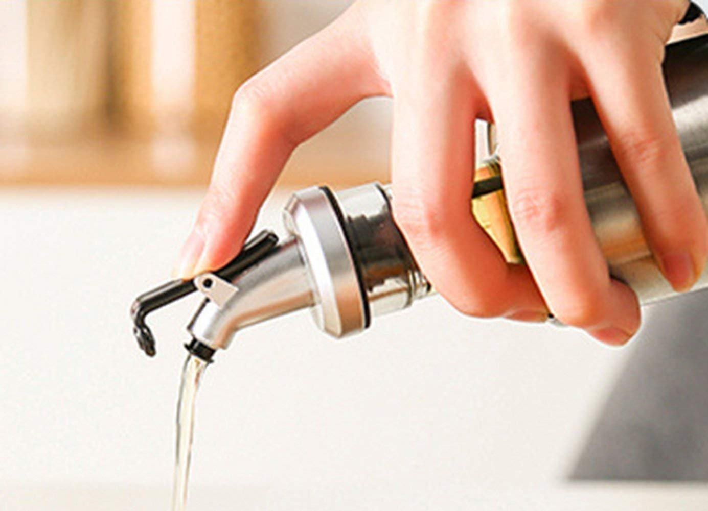 Premium Glass Oil and Vinegar Bottle Set with Stainless Steel Spout - 320ml Olive Oil Dispenser & Vinegar Cruet Set (26cm) - Perfect for Kitchen, Dining Table, and Gourmet Cooking
