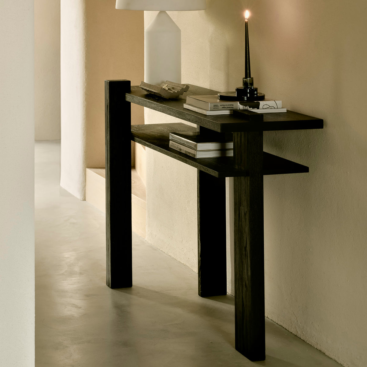 Abstract Console Table - Modern Minimalist Wooden TV Stand for Living Room, Bedroom & Office - Stylish Media Entertainment Center with Storage Shelves
