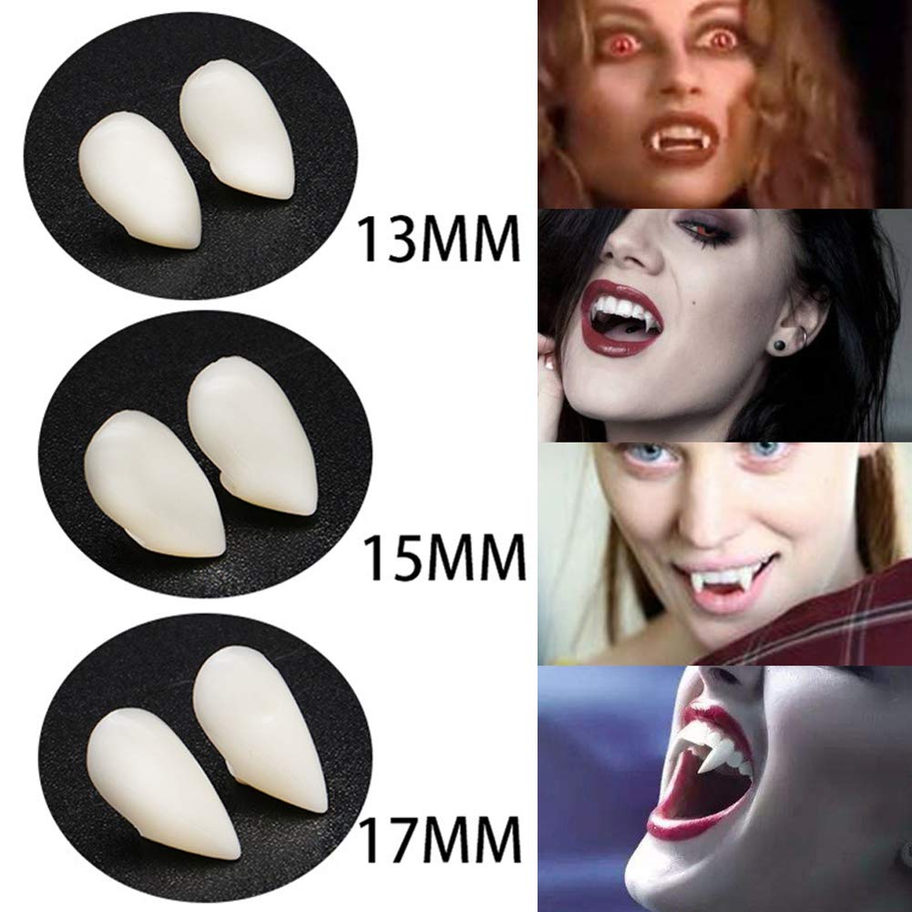 3 Pairs Halloween Vampire Zombie Werewolf Fake Teeth - White Fangs for Cosplay, Costume Party & Halloween Decorations | Perfect for Scary Movie Nights, Trick or Treat & Spooky Events