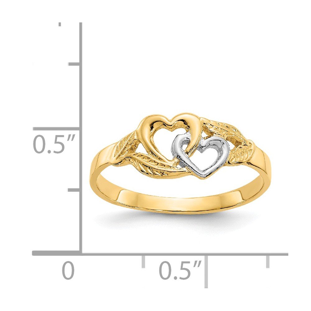 14K Yellow & White Gold Two-Tone Double Love Heart Cut Out Ring for Women - 2mm to 7mm Width - Perfect for Valentine's Day, Anniversary & Romantic Gifts