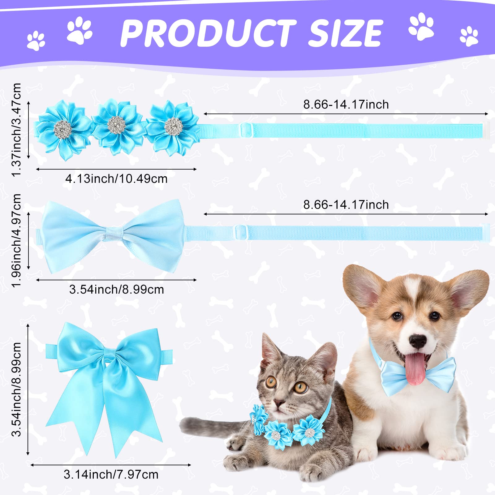 Jexine 60 Pcs Adjustable Dog Bow Ties & Cat Collar Accessories - Premium Pet Grooming Bows for Small & Medium Dogs & Cats - Perfect for Weddings, Birthdays & Parties (Ideal Gift for Pet Lovers)