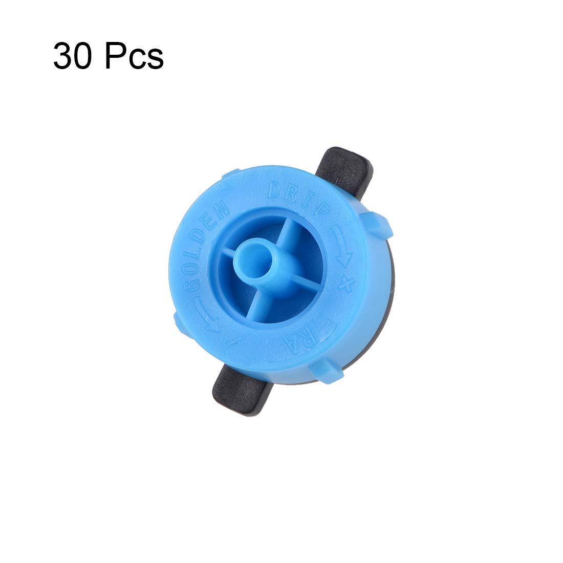 Pressure Compensating Dripper 4GPH 16L/H - 30pcs Garden Drip Irrigation Emitters with Barbed Hose Connector (Black & Blue) - Ideal for Lawn, Flower Beds & Vegetable Gardens