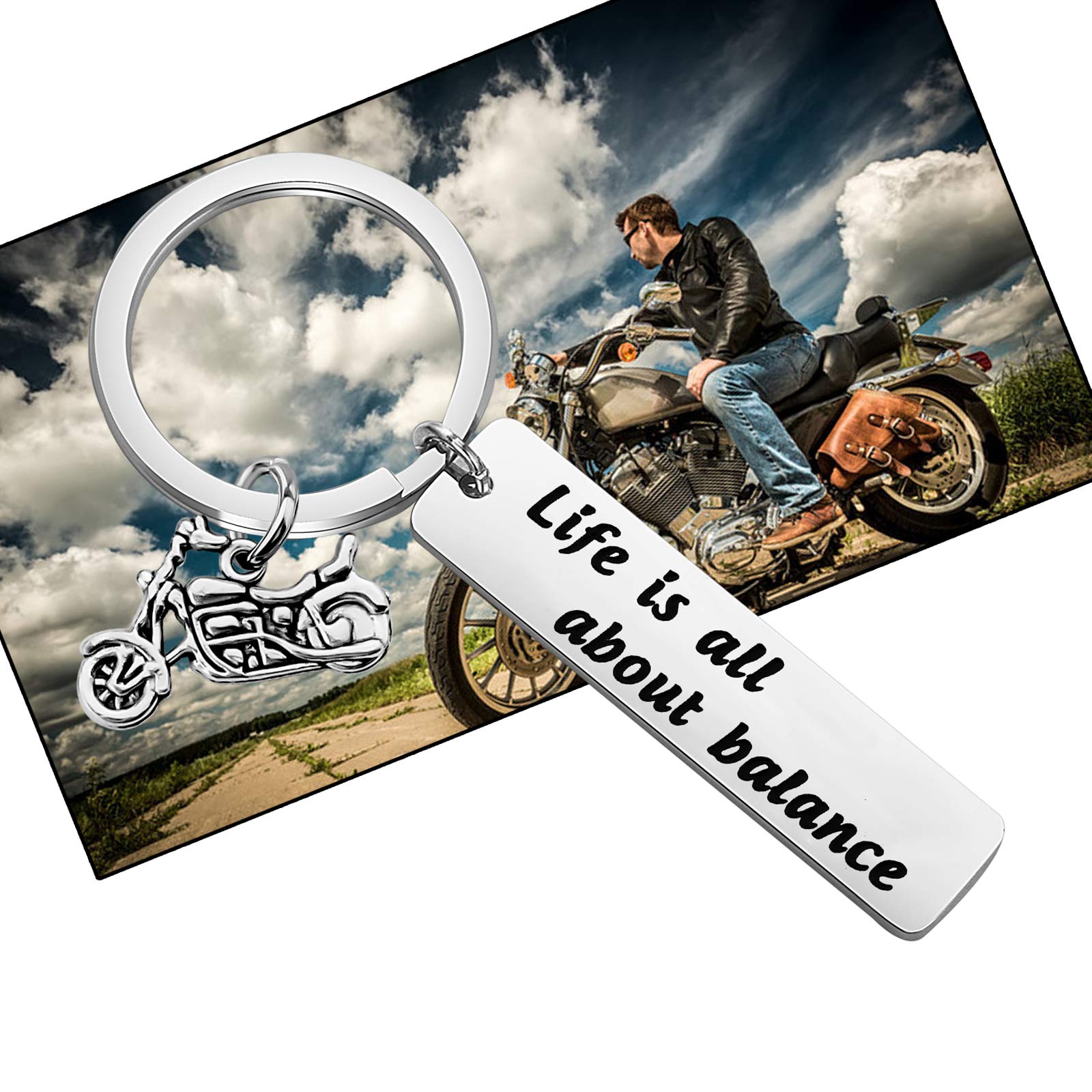 CHOORO Ride Safe Keychain - Motorcycle Lover Gift for Bikers - Life Is All About Balance - Durable Motorbike Keyring for Harley & Cruiser Riders - Perfect for Road Trips & Bike Meetups