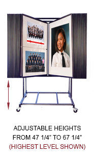 30x40 Adjustable Multi Panel Art & Print Rack - Rolling Floor Stand with 30 Swinging Panels | Double-Sided Display for Galleries, Art Shows & Retail Stores