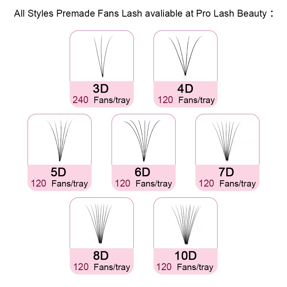 7D Volume Eyelash Extensions - 0.10mm Short Stem Premade Fans (3D/5D/7D, C/D Curl, 9-20mm) - Professional Salon Quality Lashes for Bridal, Party & Special Occasion Makeup