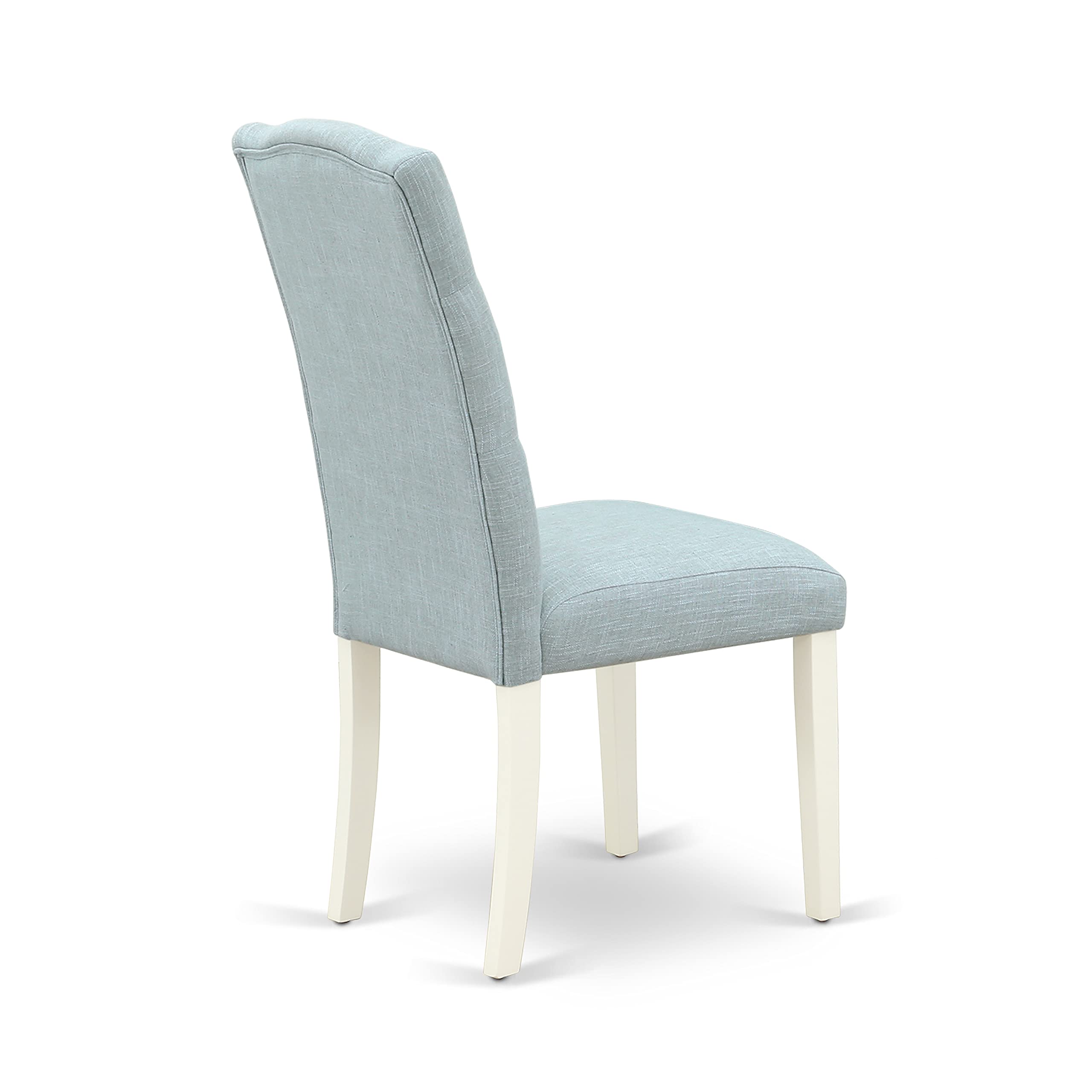 East West Furniture 3 Piece Round Dining Table Set for Small Spaces - 42x42 Inch Kitchen Table with 2 Baby Blue Linen Fabric Chairs, White Linen Finish - Perfect for Apartments, Breakfast Nooks & Cozy Dining Areas