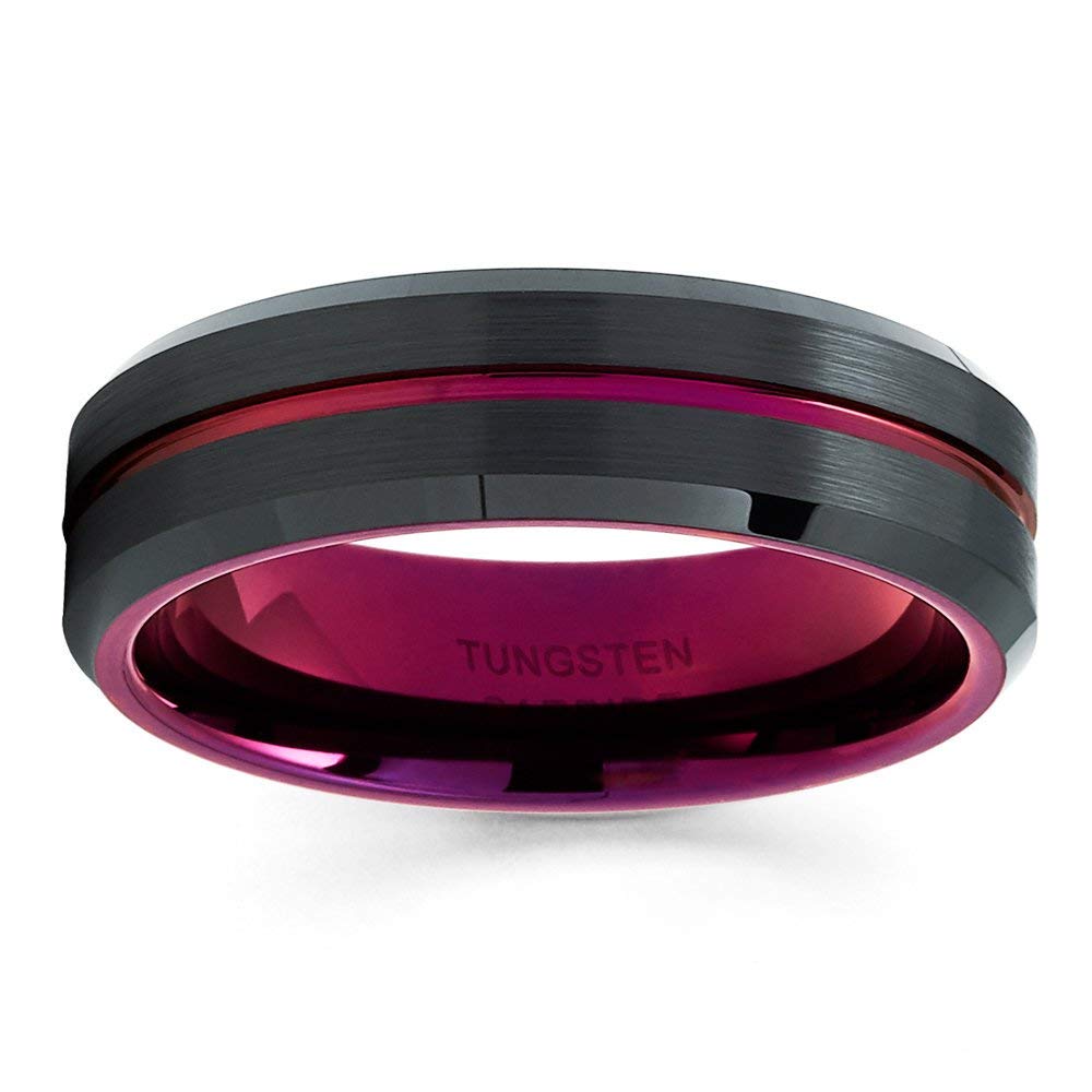 6mm Purple Tungsten Carbide Wedding Band for Men & Women - Comfort Fit Engagement & Anniversary Ring - Perfect for Weddings, Proposals & Special Occasions