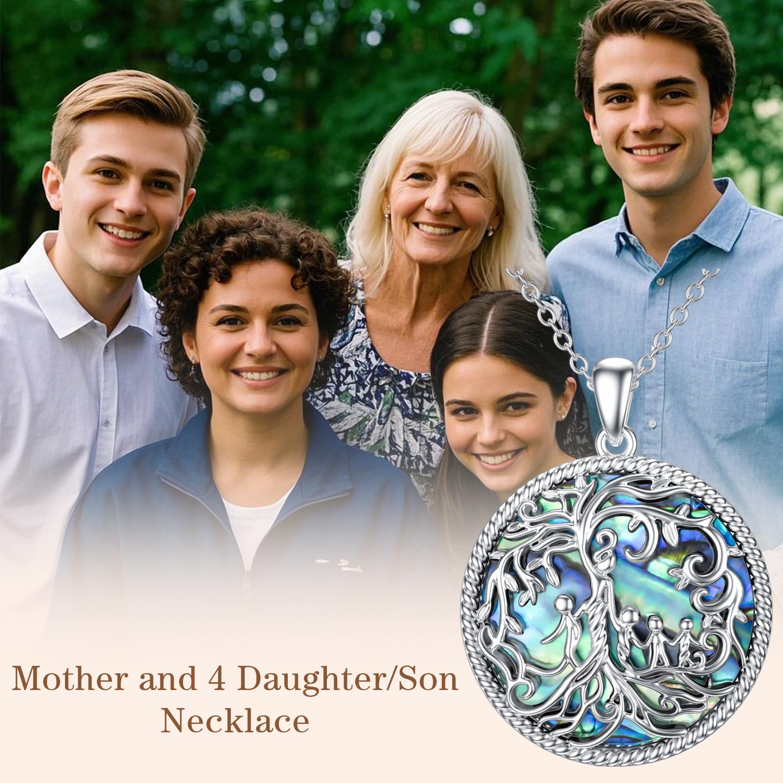 TOUPOP Sterling Silver Family Tree of Life Necklace - Mother Daughter Son Jewelry Gift Set for Birthday, Mothers Day (1-5 Pendants) | Perfect for Family Bonding & Special Occasions