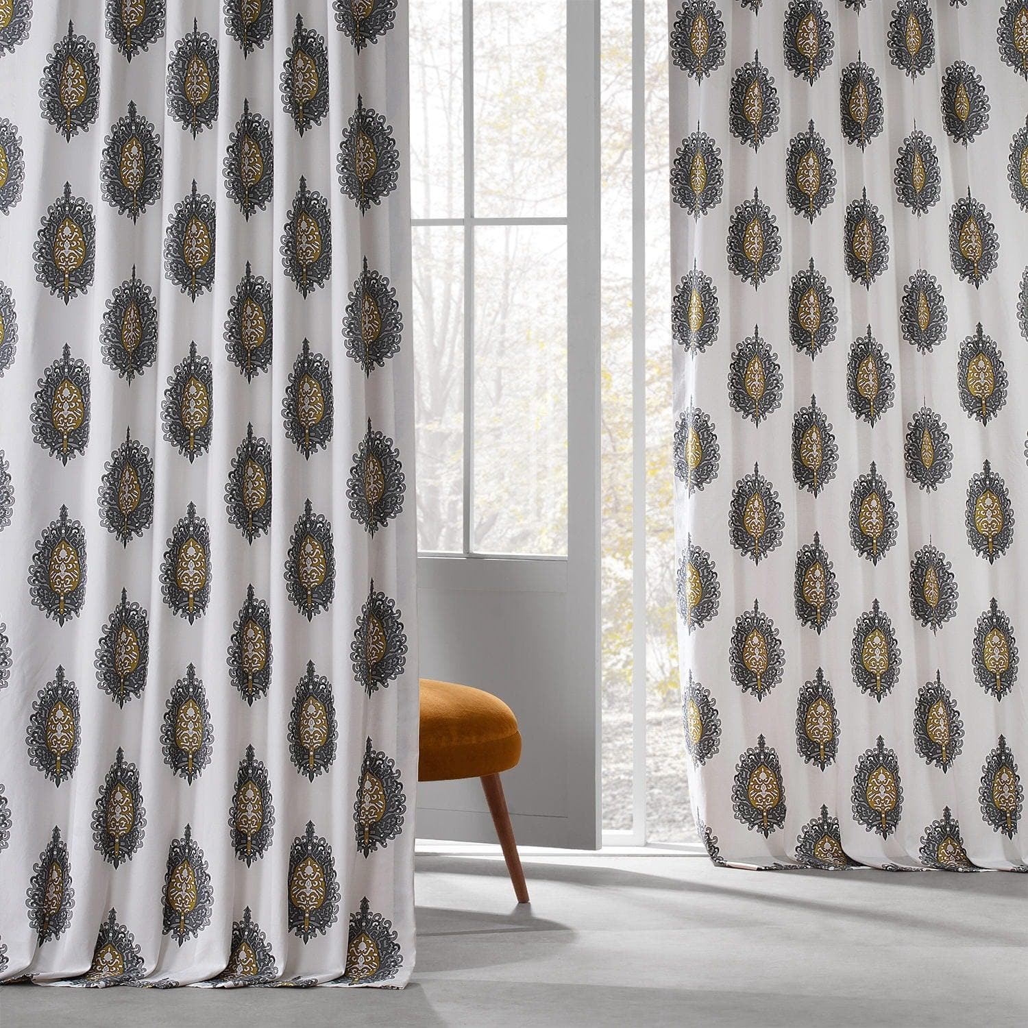 Mayan Gold Emblem Printed Blackout Curtains - 100% Cotton Thermal Insulated Drapes for Bedroom & Living Room | Blocks Sunlight & Noise for Better Sleep