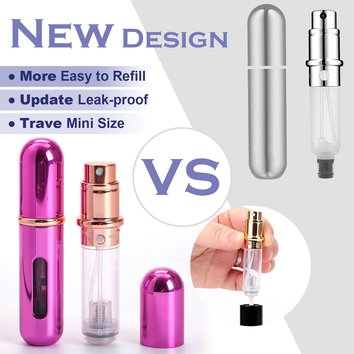 JK ENTERPRISE Refillable Travel Perfume Atomizer - 5ml Portable Perfume Spray Bottle for Women & Men, Leak-Proof Mini Fragrance Dispenser for Purse, Gym Bag & Airplane Carry-On | Perfect for Vacations, Business Trips & Daily Commute