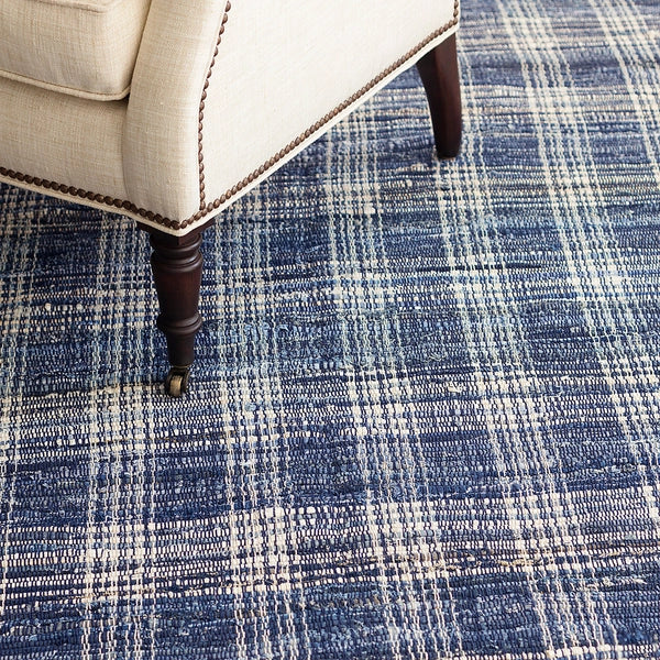 Dash & Albert Denim Plaid Handwoven Cotton Rug - Stylish & Durable for Living Room, Bedroom, or Nursery Decor