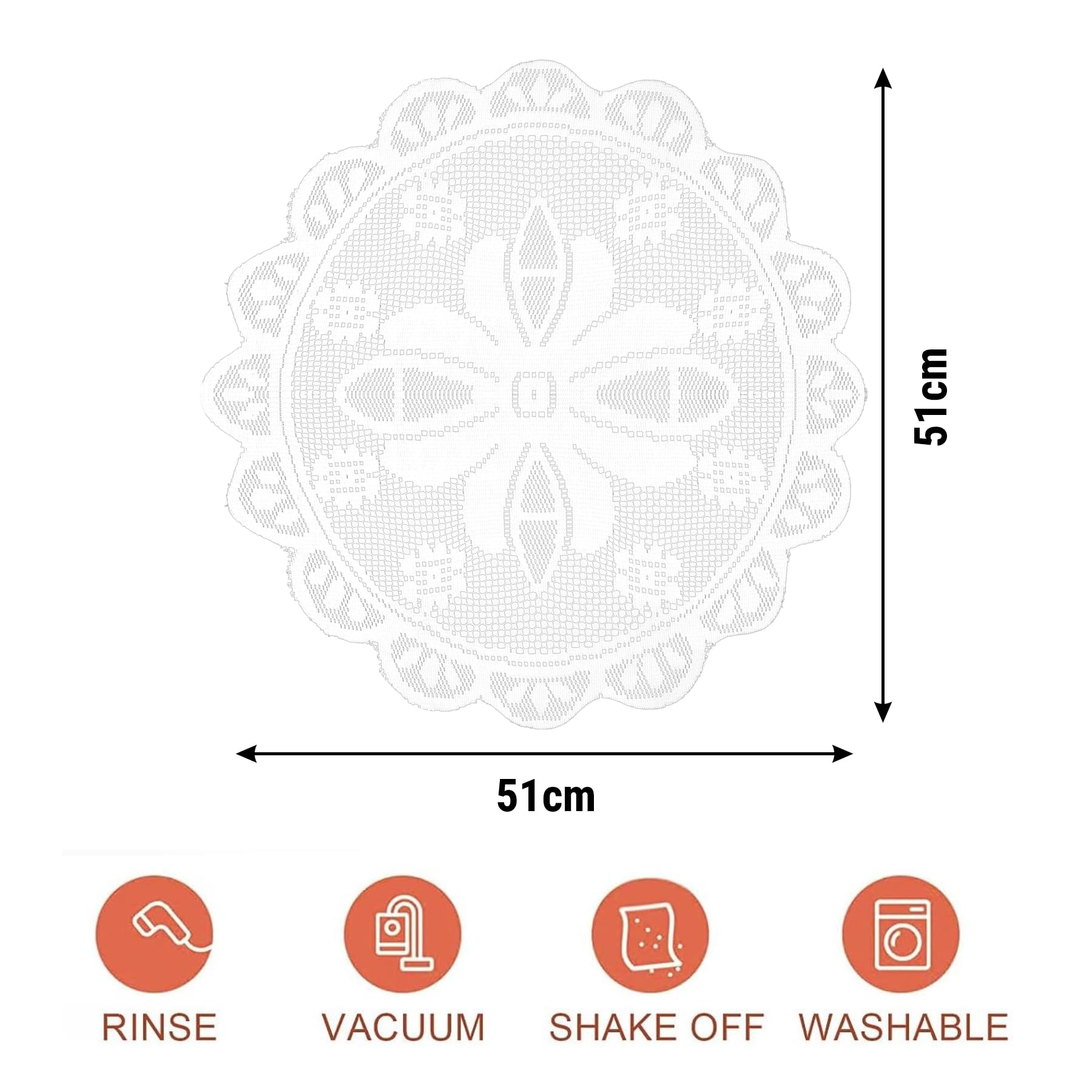 Kuber Industries Round White Side Table Placemat Set - 20 Inch Pack of 2 - Bedside Table Mat for Home Decor - Perfect for Coffee Tables, Nightstands and Dining Room Accents
