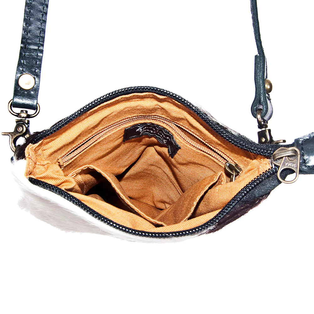 American Darling Genuine Leather Black and White Hide Messenger Bag - Stylish Crossbody Bag for Work, Travel & Everyday Use
