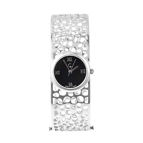 925 Sterling Silver Rachel Galley Movement Watch Bangle Bracelet for Women - Adjustable 7.5