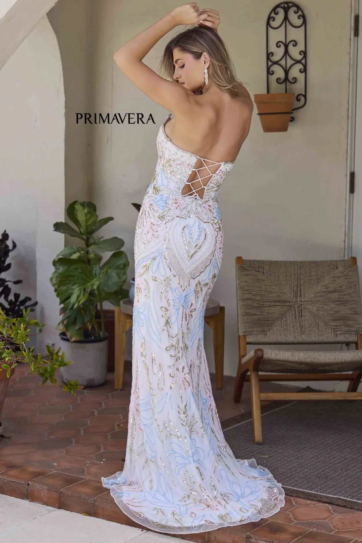 Primavera Strapless Long Beaded Gown - Elegant Evening Dress for Prom, Wedding & Formal Events