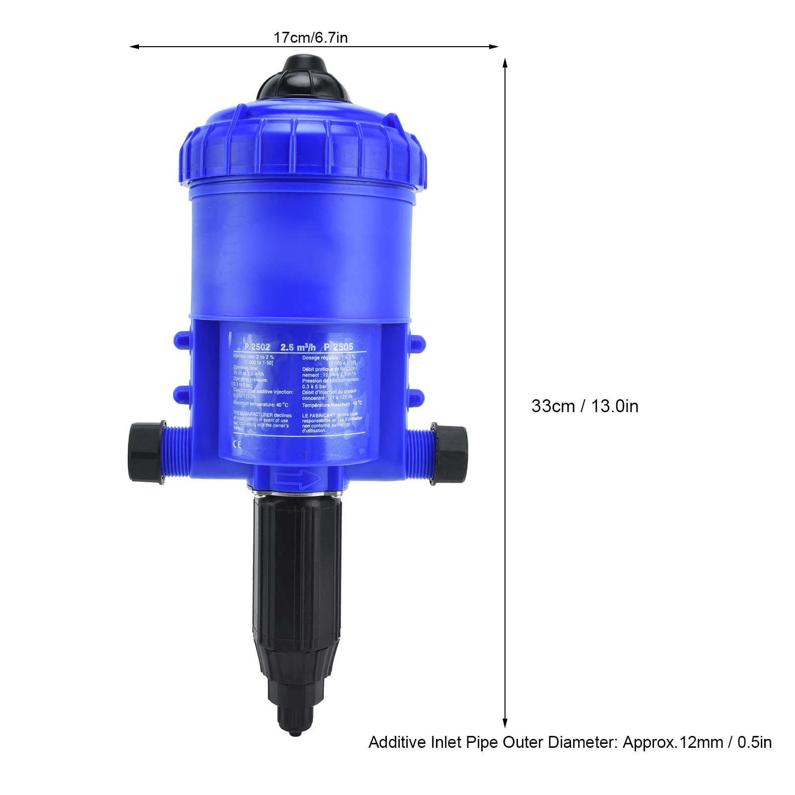 Leapiture G3/4 to G1 Male Thread Fertilizer Proportioner - Adjustable Liquid Doser Dispenser (0.2-2%) - Precision Dosing Pump for Hydroponics, Agriculture & Garden Fertilizer Mixing - Ideal for Greenhouse, Farm & Irrigation Systems