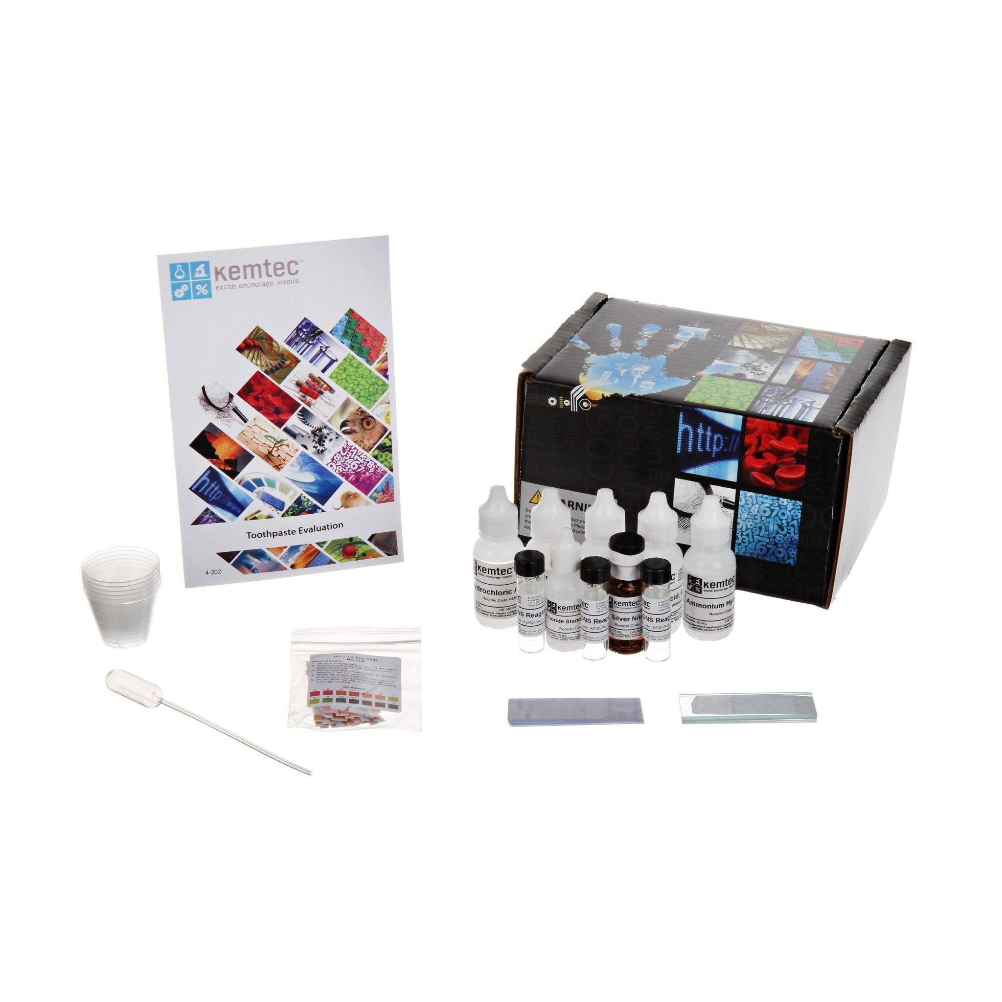 Kemtec Science Toothpaste Evaluation Kit - Dental Hygiene Testing for Students & Professionals | Perfect for Classroom Labs & Science Fairs
