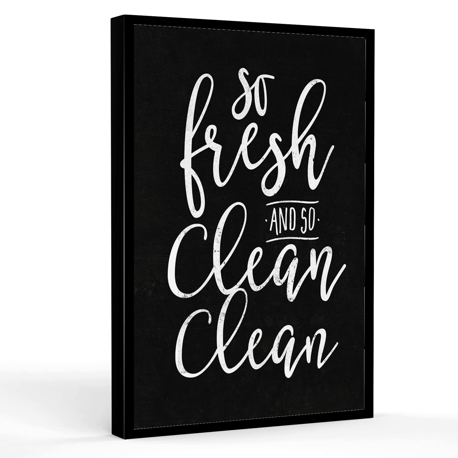 Funny 'So Fresh and So Clean' Framed Canvas Wall Art - 8x12 Inch Kids Bathroom Decor, Bedroom, Office & Home Sign - Perfect for Bathroom Humor, Teen Room, or Laundry Room Decor