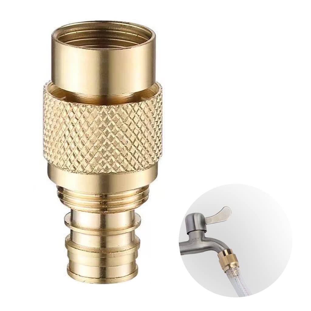 Premium Solid Brass Garden Hose Quick Connect - 2 in 1 Water Hose Fitting for 1/2