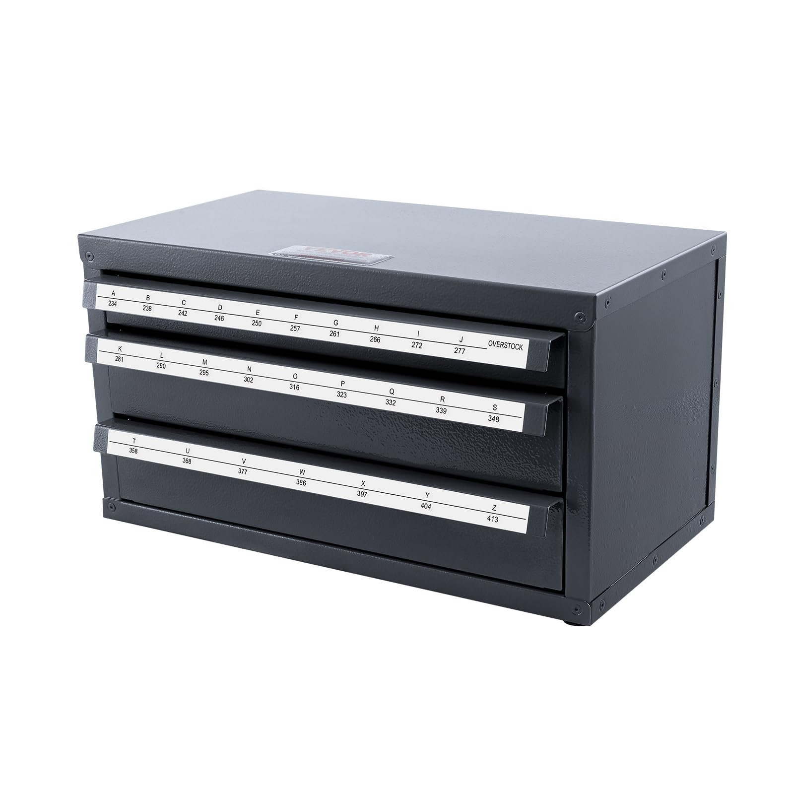 VEVOR 3-Drawer Drill Bit Organizer Cabinet - 27-Compartment Steel Drill Bit Storage for Letter Sizes A-Z | Workshop Tool Organization & Garage Storage Solution