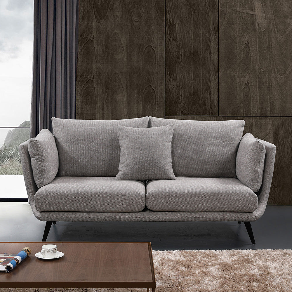 RANNI 3-Seater Sofa in Warm Grey - Modern Living Room Furniture for Small Spaces & Apartments