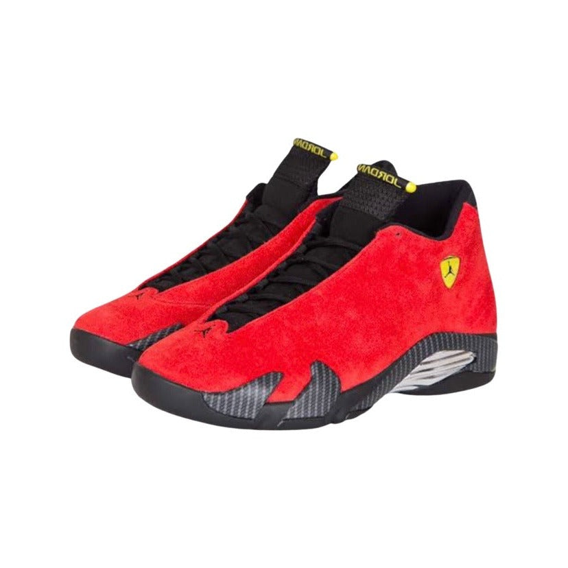 Air Jordan 14 Retro Ferrari Sneakers - Chilling Red, Vibrant Yellow & Black Anthracite Colorway - Men's Basketball Shoes for Court Performance & Streetwear Fashion