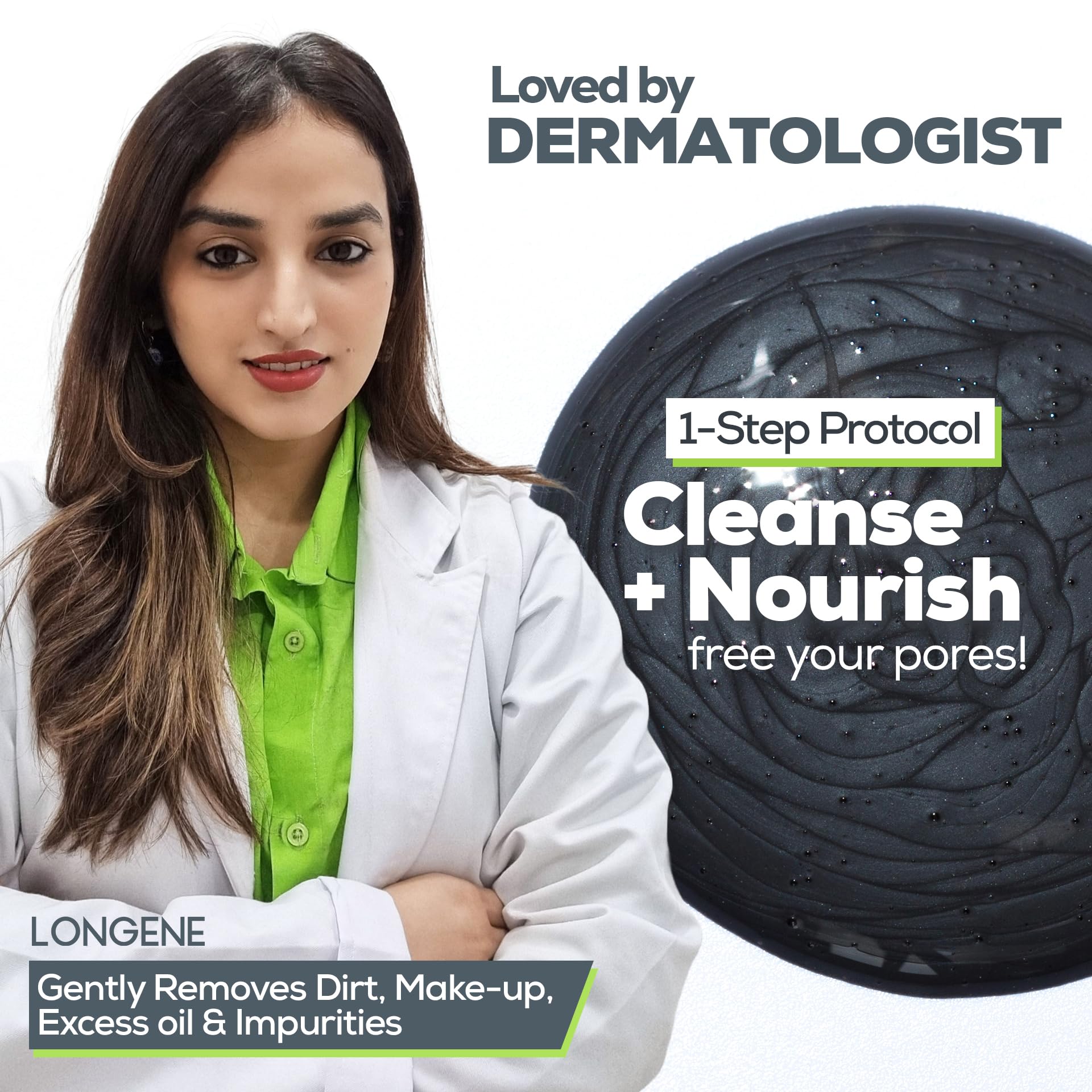 LONGENE Blueberry Charcoal Face Wash for Oily Skin - Brightening & Oil Control with 4% Niacinamide & 6 Active Ingredients | Vegan, Cruelty-Free 100ml | Perfect for Daily Deep Cleansing & Acne-Prone Skin Care Routine