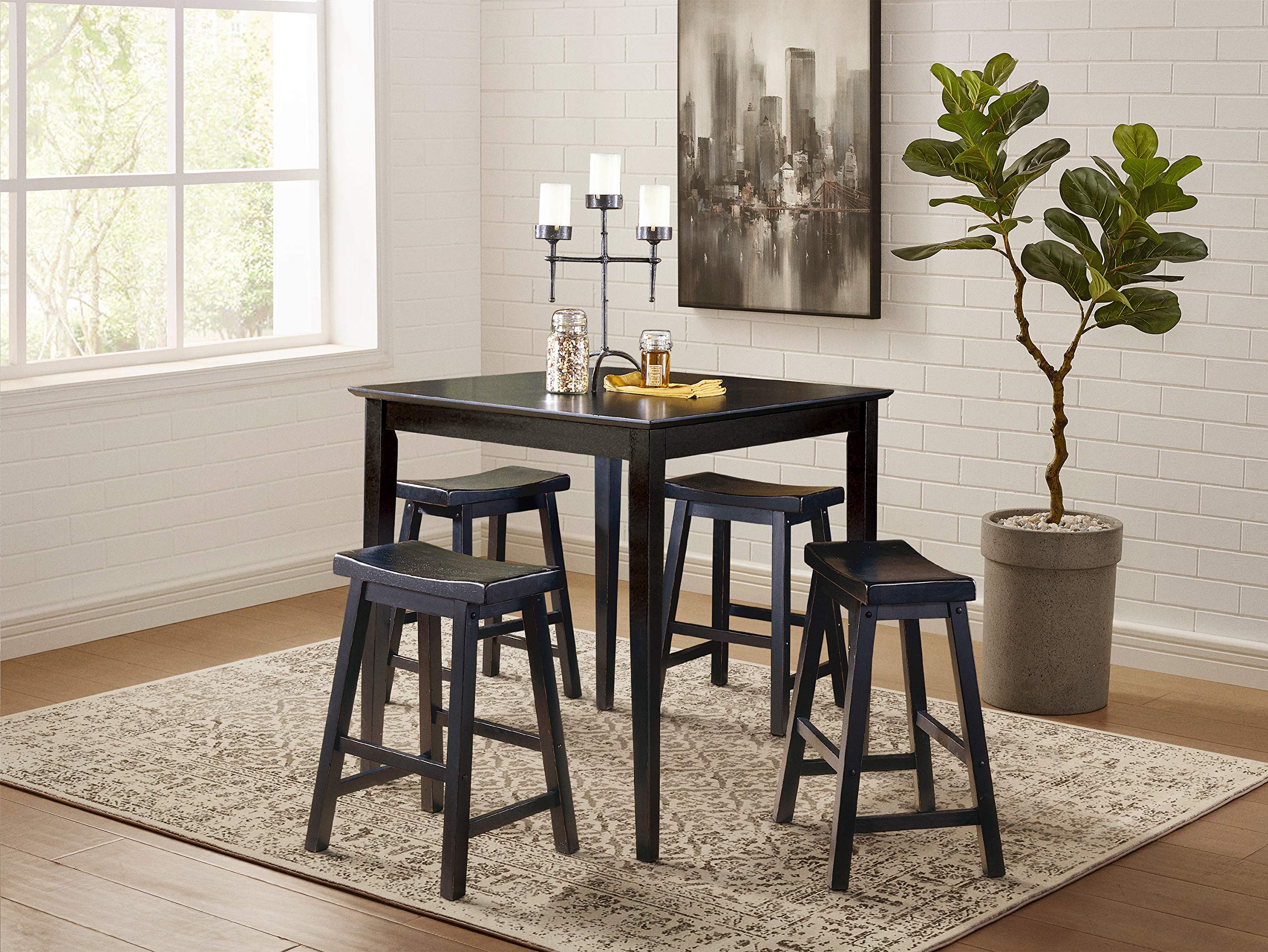 Lexicon Victoria Saddle Solid Counter Height Bar Stool Set of 2 - 23.5