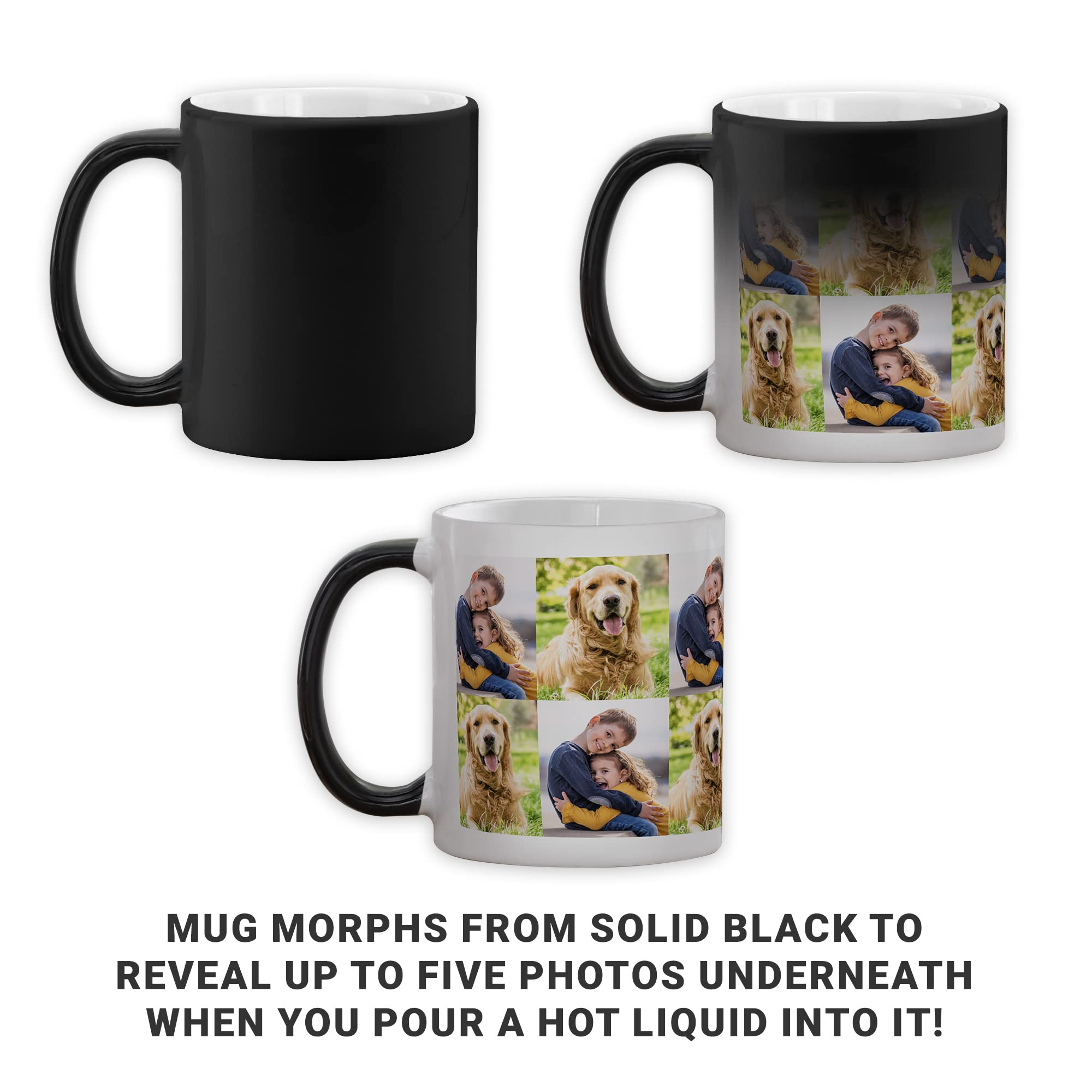 Personalized Color Changing Photo Mug - 11oz Custom Coffee Cup with 5 Photos - Perfect for Gifts, Anniversaries & Family Memories