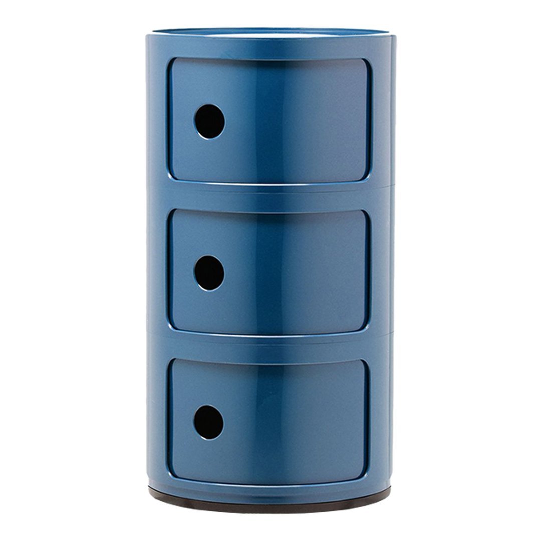 Componibili Round 3-Door Storage Tower - Modern Modular Organizer for Bedroom, Living Room & Office - Space-Saving Furniture Solution