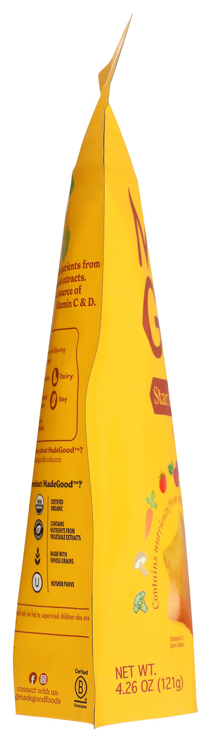 Organic MadeGood Cheddar Star Puffed Crackers - 4.26oz Pouch, Gluten-Free Kids Snacks, Vegan & School-Safe - Perfect for Lunchboxes, After-School Treats & On-the-Go Healthy Snacking